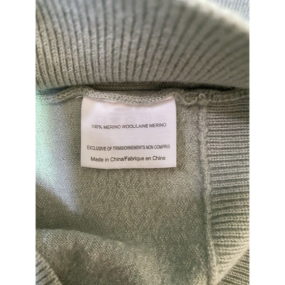 Tory Burch Merino Wool Sweater Knit Top Crew Neck Short Sleeve Sage Gree… - Picture 5 of 6